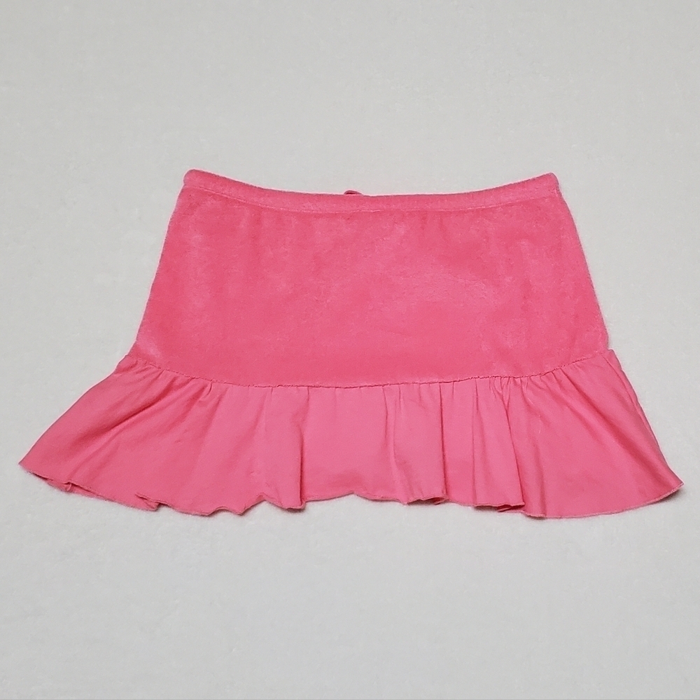 90s Vintage Maurices Bubblegum Pink Terrycloth Extra Low Rise Ultra Mini Skirt M - Picture 9 of 14